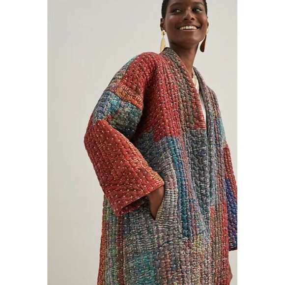 Anthropologie Jackets & Blazers - Anthropologie Neeru Kumar Stitched Sharona Quilted Blanket Kimono Jacket Size L